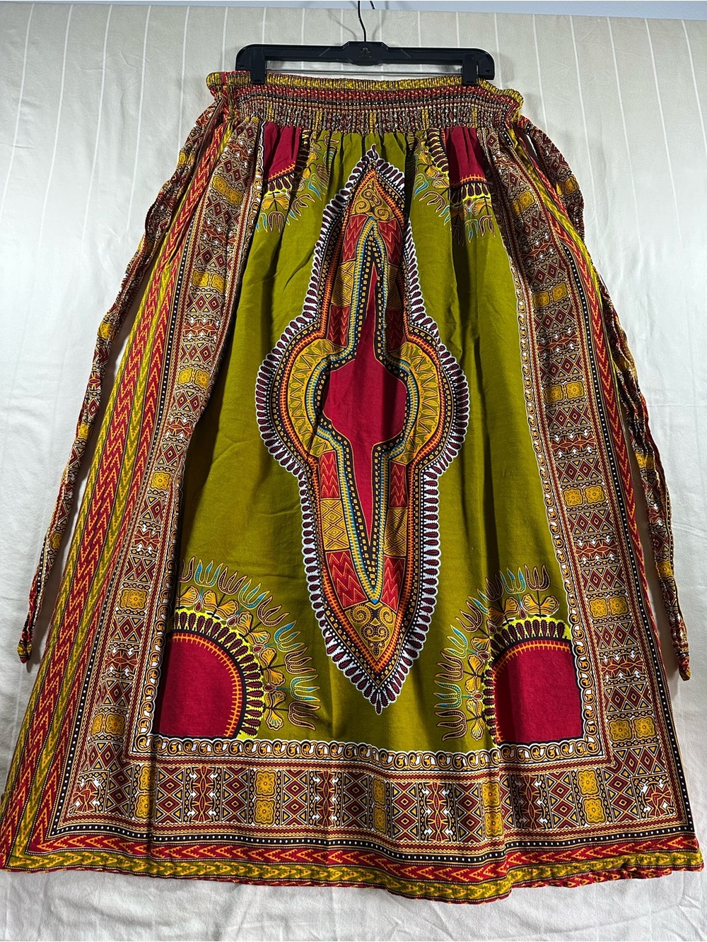 Jackpot Dashiki Boho African Wax Print Smocked Maxi Skirt OSFM